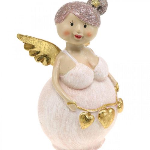 Floristik24 Anjo rosa com figura de decoração de coração de Natal 9 × 8 × 19,5 cm 2 unidades