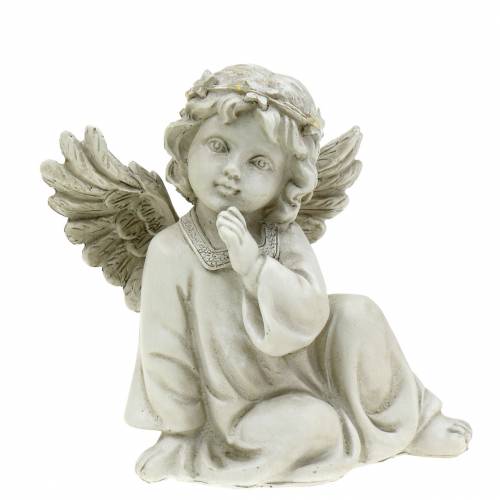 Floristik24 Anjo decorativo sentado com luz LED 14cm x 8,5cm
