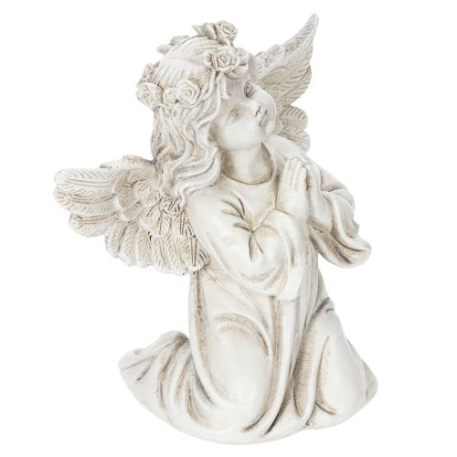 Estatueta de anjo em oração, decoração para túmulo, sentado, 13 cm, 2 peças