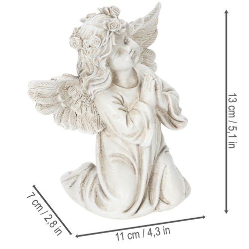 Estatueta de anjo em oração, decoração para túmulo, sentado, 13 cm, 2 peças | Floristik24.pt
