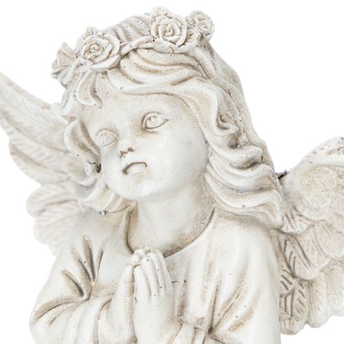 Estatueta de anjo em oração, decoração para túmulo, sentado, 13 cm, 2 peças | Floristik24.pt