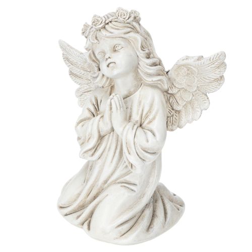 Estatueta de anjo em oração, decoração para túmulo, sentado, 13 cm, 2 peças | Floristik24.pt
