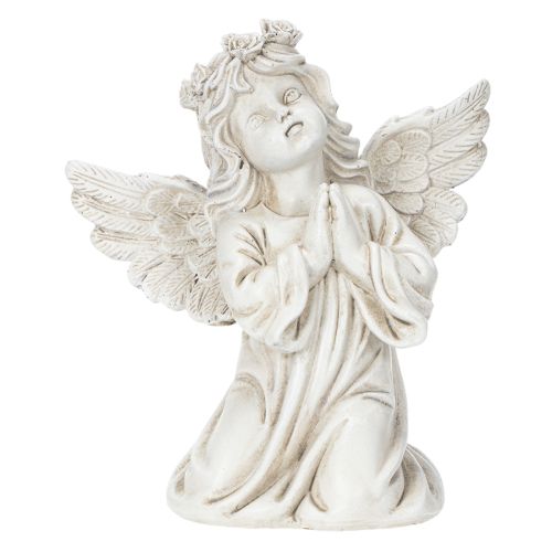 Estatueta de anjo em oração, decoração para túmulo, sentado, 13 cm, 2 peças | Floristik24.pt