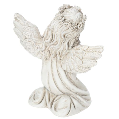 Estatueta de anjo em oração, decoração para túmulo, sentado, 13 cm, 2 peças | Floristik24.pt
