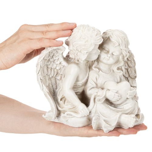 Escultura de anjos para decoração infantil, casal de anjos com coração, 24 cm | Floristik24.pt