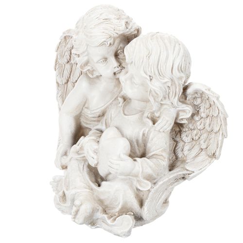 Escultura de anjos para decoração infantil, casal de anjos com coração, 24 cm | Floristik24.pt