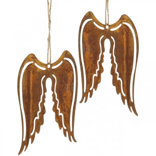 Floristik24 Asas de anjo cabide deco de metal pátina decoração 19,5 cm 3 unidades