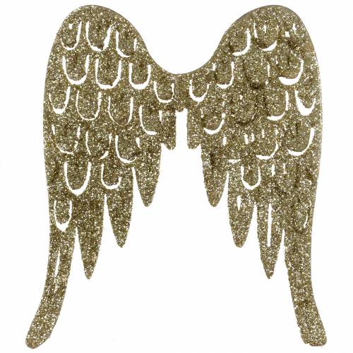 Floristik24 Porta-velas com asas de anjo brilhante ouro 11 cm x 9 cm 6 unidades