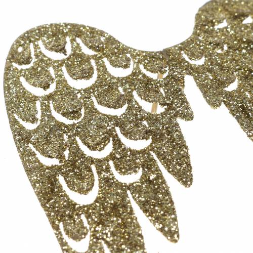 Floristik24 Porta-velas com asas de anjo brilhante ouro 11 cm x 9 cm 6 unidades