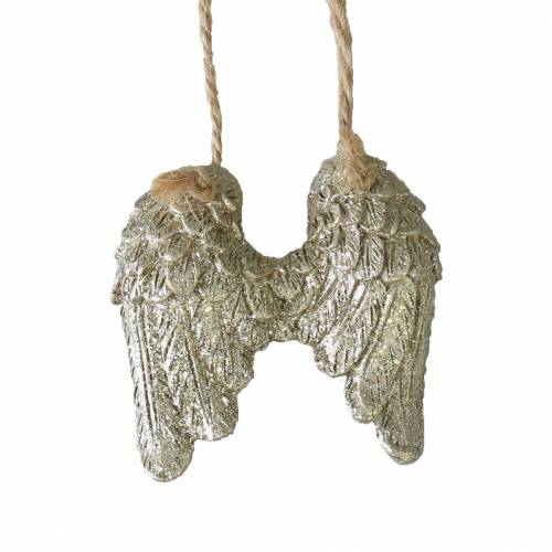 Floristik24 Asas de anjo para pendurar em glitter dourado 5cm × 5,2cm 12pcs