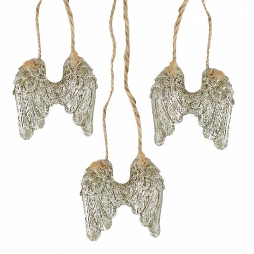 Floristik24 Asas de anjo para pendurar em glitter dourado 5cm × 5,2cm 12pcs