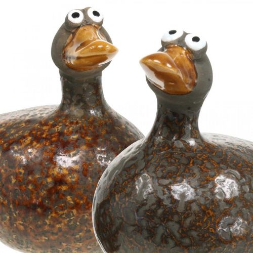 Floristik24 Deco pato figura cerâmica decoração primavera 12,5 cm marrom 2 peças