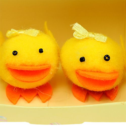 Floristik24 Conjunto de decoração de 5 cm flocado amarelo pato