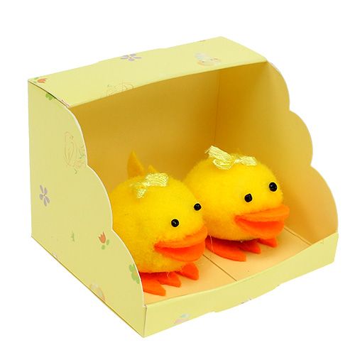 Floristik24 Conjunto de decoração de 5 cm flocado amarelo pato