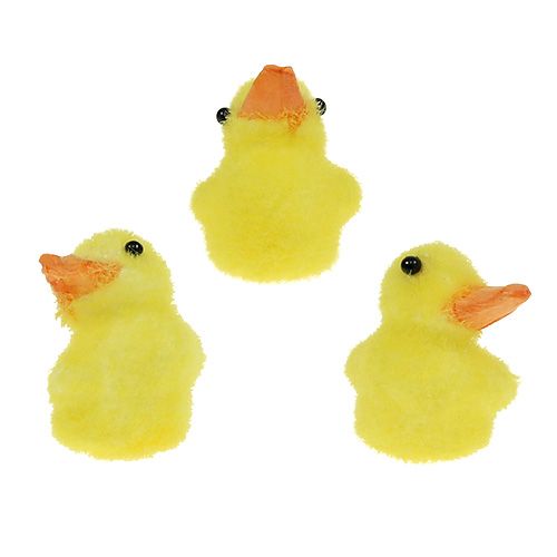 Floristik24 Pato mini 4cm flocado amarelo 12pcs