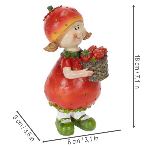 Itens Estatueta decorativa de menina com morango para decoração de verão, estátua fofa para sala de estar e varanda, 18 cm