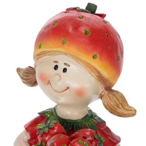 Itens Estatueta decorativa de menina com morango para decoração de verão, estátua fofa para sala de estar e varanda, 18 cm