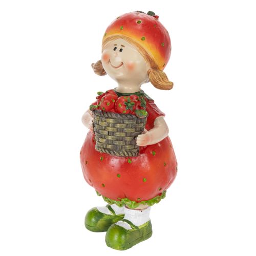 Itens Estatueta decorativa de menina com morango para decoração de verão, estátua fofa para sala de estar e varanda, 18 cm