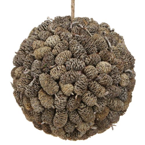 Bola decorativa de cone de amieiro para pendurar, branca lavada, 20 cm