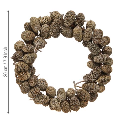 Itens Coroa de cones de amieiro para pendurar, branca lavada Ø18cm