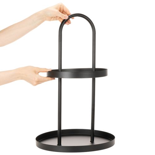 Bandeja decorativa redonda de metal com dois níveis, 58 cm | Floristik24.pt