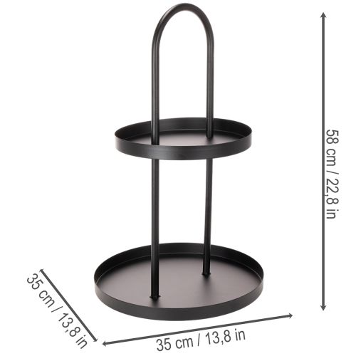 Bandeja decorativa redonda de metal com dois níveis, 58 cm | Floristik24.pt