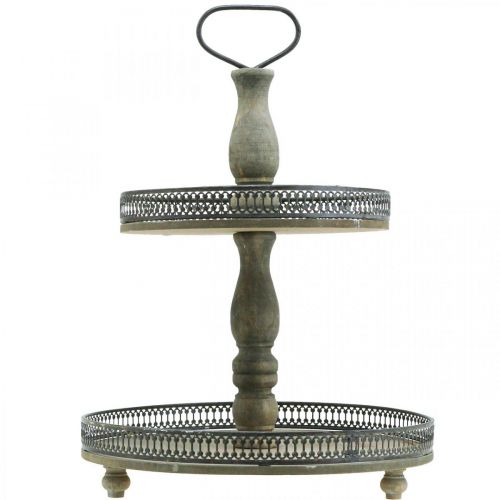 Floristik24 Suporte para bolo Deco Plantas de madeira Suporte para bolo Vintage H47cm Ø34cm