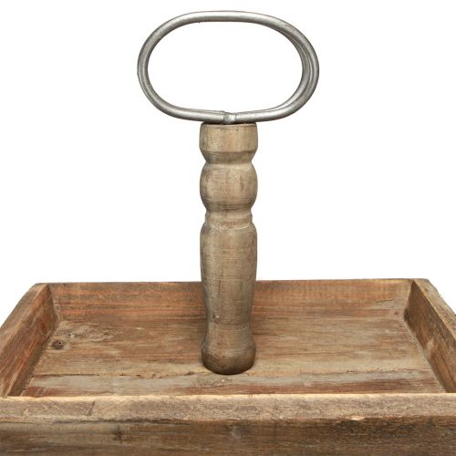 Floristik24 Suporte para bolo de madeira vintage de 3 camadas quadrado marrom 50x40x64cm