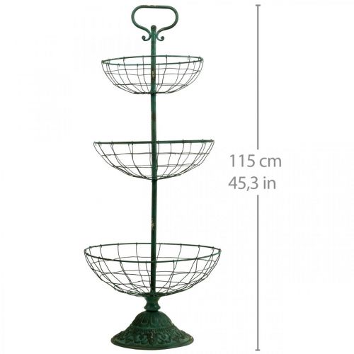Floristik24 Suporte para bolo Metal XXL, Suporte para bolo Vintage Verde H115cm Ø35/30/25,5cm