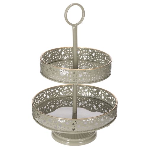 Bandeja decorativa de dois andares com alça, motivo de estrela, 49 cm