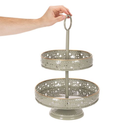Bandeja decorativa de dois andares com alça, motivo de estrela, 49 cm | Floristik24.pt