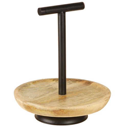 Itens Etagere prato de madeira de metal de camada única natural preto 24cm