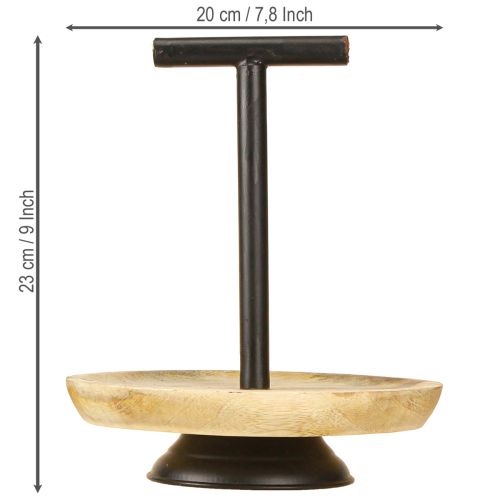 Itens Etagere prato de madeira de metal de camada única natural preto 24cm