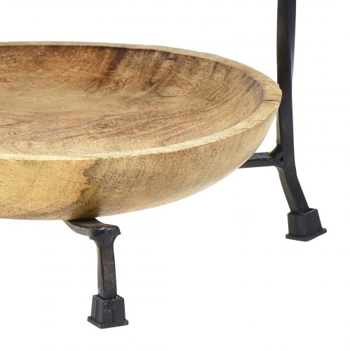 Floristik24 Suporte para bolo de 2 camadas Madeira Natural Metal Preto Ø19cm Alt.40cm