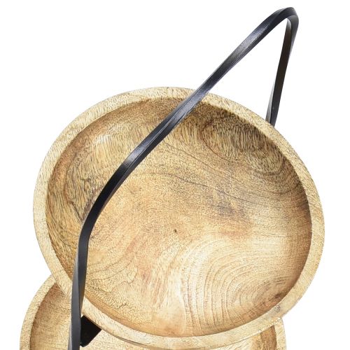Floristik24 Suporte para bolo de 2 camadas Madeira Natural Metal Preto Ø19cm Alt.40cm