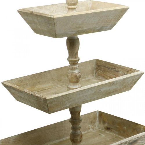 Floristik24 Suporte para bolo grande decoração de mesa de madeira branqueada decoração de vitrine 62x50x31cm