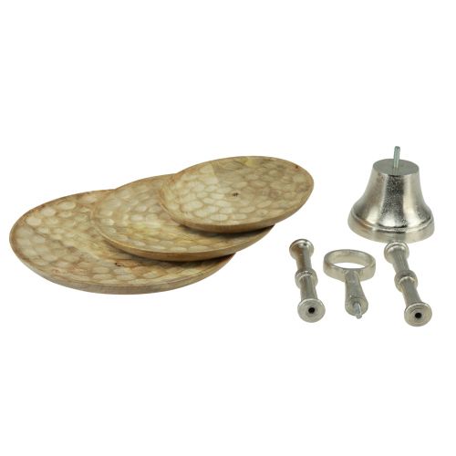 Itens Suporte para bolo decoração de mesa em madeira de manga natural Ø19/23/28cm Alt.55cm