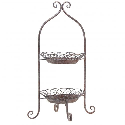 Floristik24 Metal etagere 2 camadas marrom branco Ø25,5cm 63,5cm