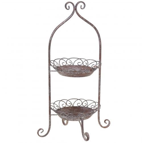 Itens Metal etagere 2 camadas marrom branco Ø25,5cm 63,5cm