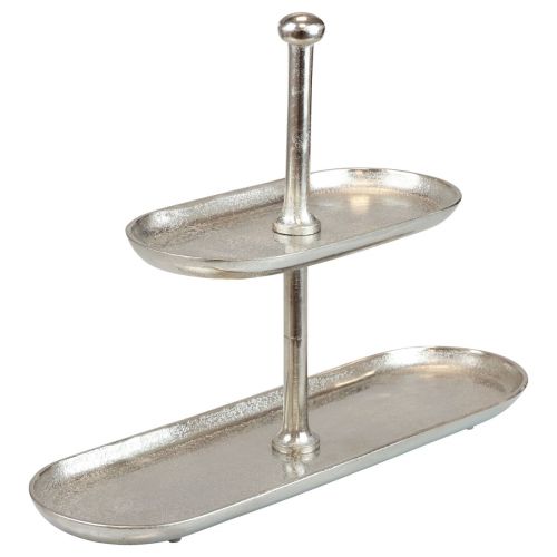 Floristik24 Suporte para bolo vintage metal prata decoração de mesa 2 camadas 52 × 16 × 39cm