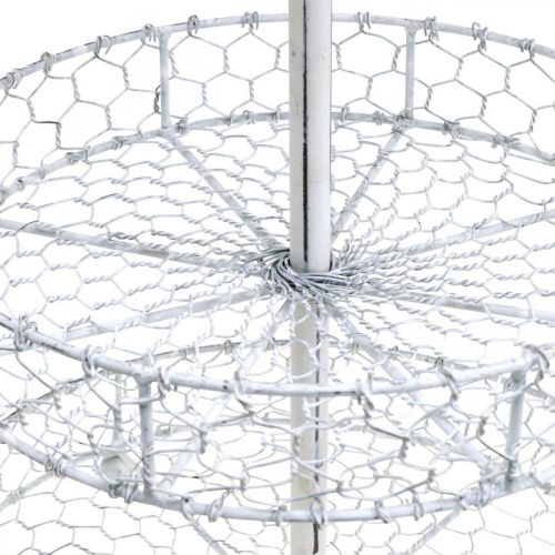 Floristik24 Suporte para bolos em cestos de treliça, decoração em metal branco lavado Shabby Chic A54cm Ø30/25/20cm