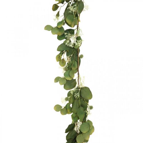 Guirlanda de eucalipto artificial com decoração de outono de cardos 150cm
