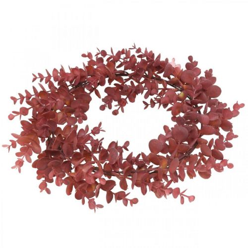 Floristik24 Grinalda decorativa eucalipto vermelho Grinalda artificial de eucalipto Ø32cm