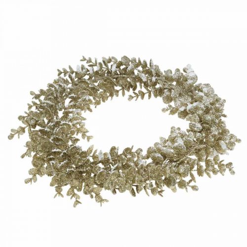 Itens Guirlanda Deco artificial eucalipto Dourado nevado Ø36cm