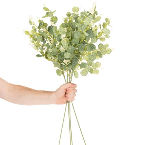Ramo artificial de eucalipto com folhas redondas, 75 cm, 4 peças | Floristik24.pt