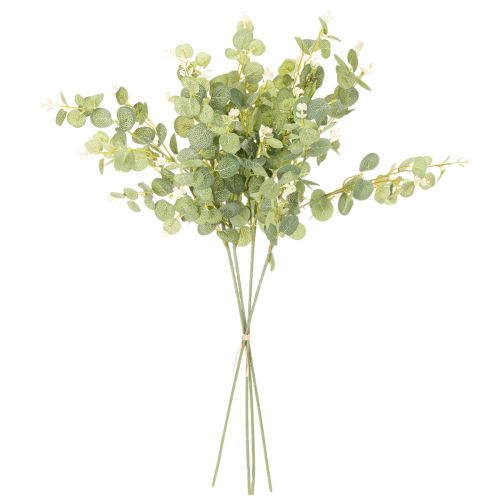 Ramo artificial de eucalipto com folhas redondas, 75 cm, 4 peças | Floristik24.pt