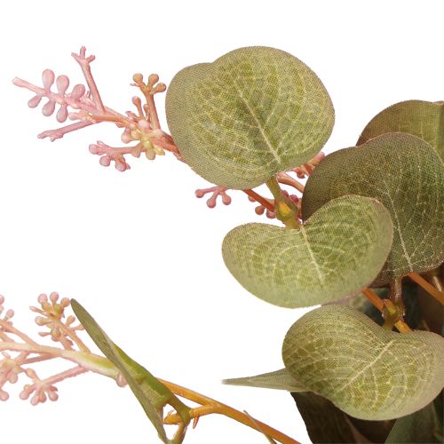 Itens Ramos artificiais de eucalipto com flores rosa, 45 cm, 3 peças