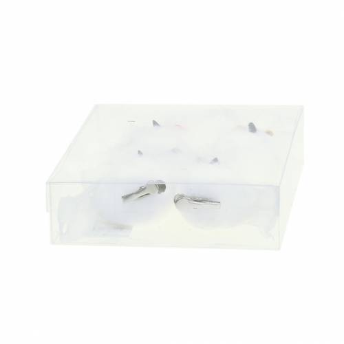 Floristik24 Coruja decorativa no clipe branco 10cm 4pcs