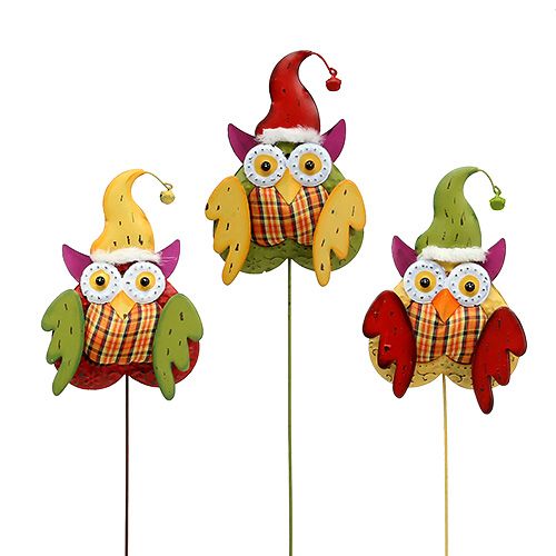 Floristik24 Coruja como cravo-da-índia colorida 16cm L48cm 3pcs