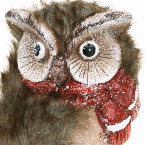 Floristik24 Coruja Decorativa Cerâmica com Lenço Figuras Decorativas Inverno Alt.15cm 2 un